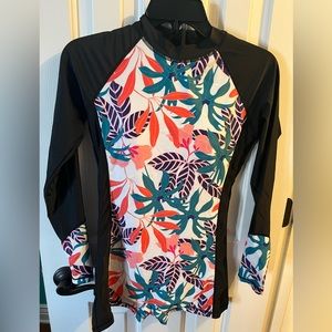 Long Sleeve Rashguard One Piece Swimsuits Zip Up Swimsuit